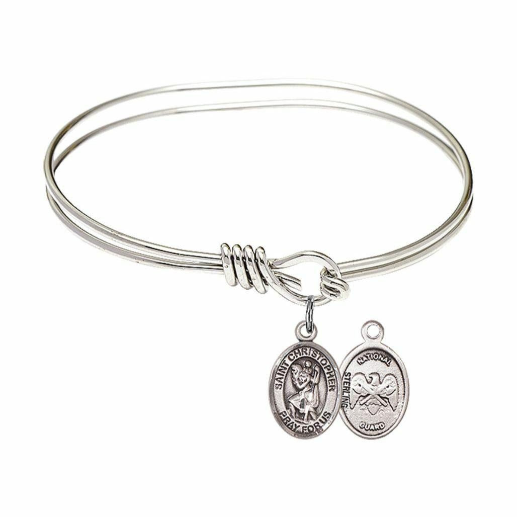 St Christopher - National Guard Eye Hook Bangle Bracelet - Sterling Silver Charm 9022SS5