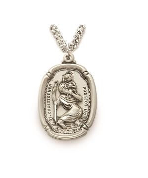 St Christopher Necklace - Sterling Silver Medal On 24 Stainless Chain SM8556SH