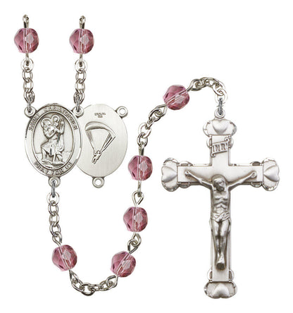 St Christopher / Paratrooper Rosary - 6MM Fire Polished Beads 8022S7SS