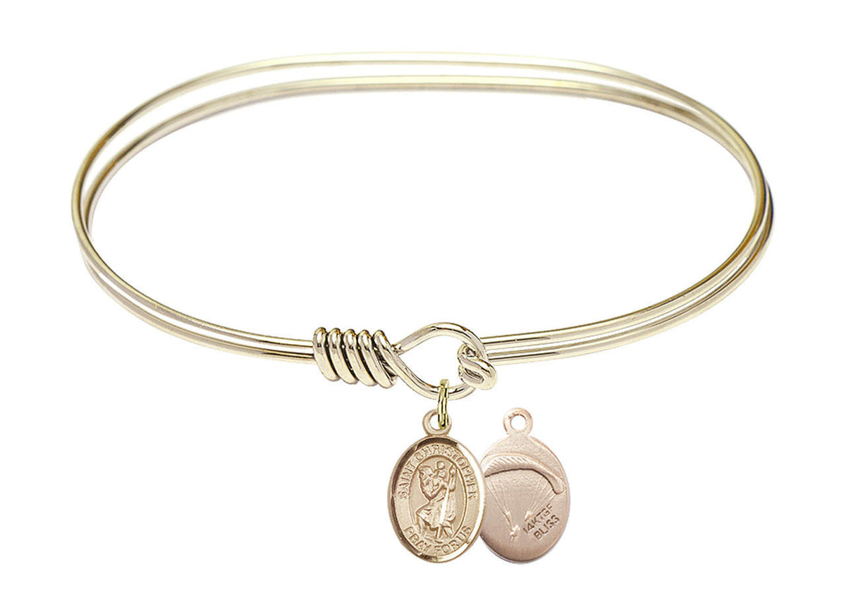 St Christopher - Paratroopers Eye Hook Bangle Bracelet - Gold-Filled Charm 9022GF7