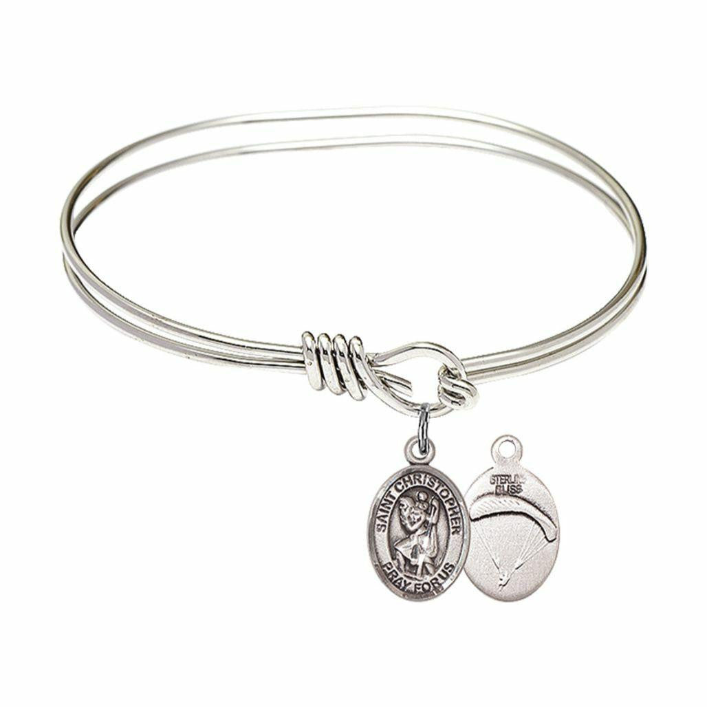 St Christopher - Paratroopers Eye Hook Bangle Bracelet - Sterling Silver Charm 9022SS7