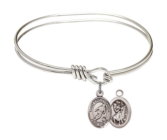 St Christopher - Soccer Eye Hook Bangle Bracelet - Sterling Silver Charm 9154SS