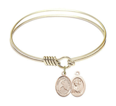 St. Christopher Softball Round Eye Hook Bangle Bracelet - Gold-Filled Charm - 6.25 Inch  (9145GF)