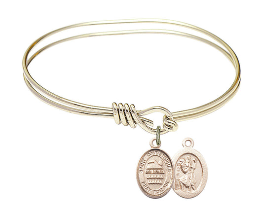 St Christopher - Swimming Eye Hook Bangle Bracelet - Gold-Filled Charm 9157GF
