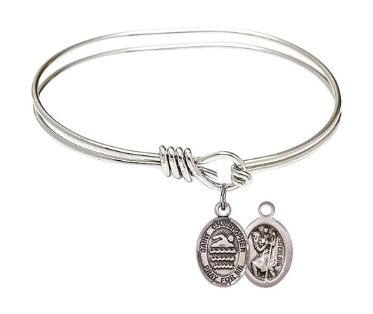 St Christopher - Swimming Eye Hook Bangle Bracelet - Sterling Silver Charm 9157SS
