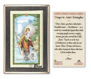 St. Christopher Swimming Medal With Prayer Card - Sterling Silver 3/4" x 1/2" Oval Pendant (PC8511SS)
