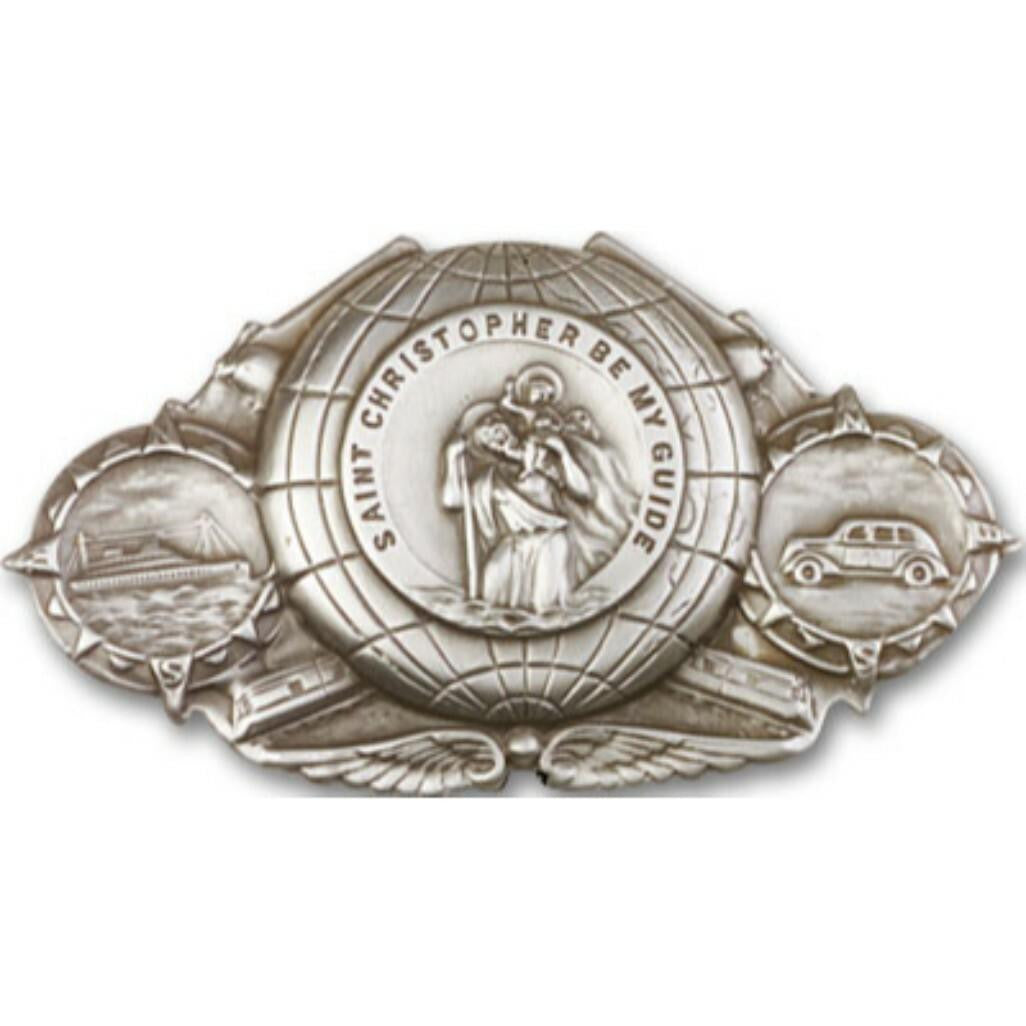 St Christopher Visor Clip - Silver Finish 1019V