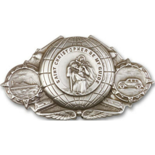 St Christopher Visor Clip - Silver Finish 1019V