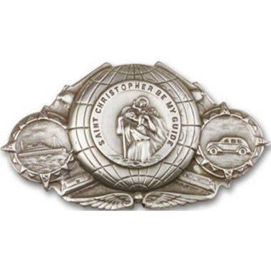 St. Christopher Visor Clip - Silver Finish (1019V)