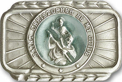 St Christopher Visor Clip - Silver Finish 1021EV
