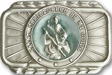 St. Christopher Visor Clip - Silver Finish (1021EV)