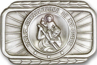 St. Christopher Visor Clip - Silver Finish (1021V)