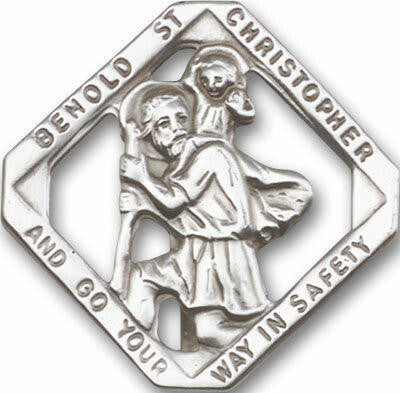 St Christopher Visor Clip - Silver Finish 1025V