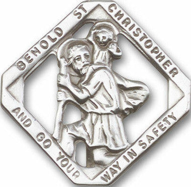 St. Christopher Visor Clip - Silver Finish (1025V)