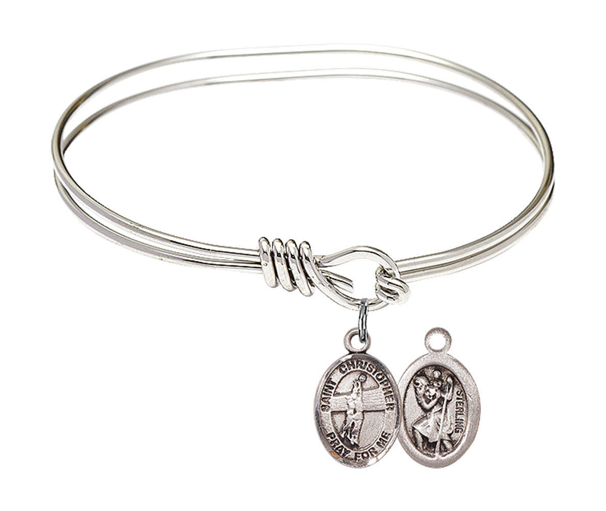 St Christopher - Volleyball Eye Hook Bangle Bracelet - Sterling Silver Charm 9138SS