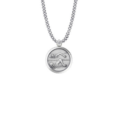 St. Christopher Women's Swimming - Sterling Silver Medal On 18" Stainless Chain (SM8597SH)