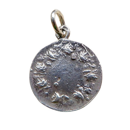 St. Clare of Assisi Medal - Sterling Silver 1/2" Round Antique Replica Pendant