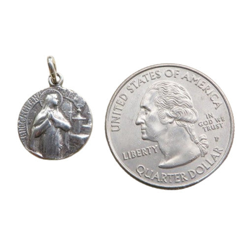 St. Clare of Assisi Medal - Sterling Silver 1/2" Round Antique Replica Pendant