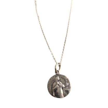 St. Clare of Assisi Medal - Sterling Silver 1/2" Round Antique Replica Pendant