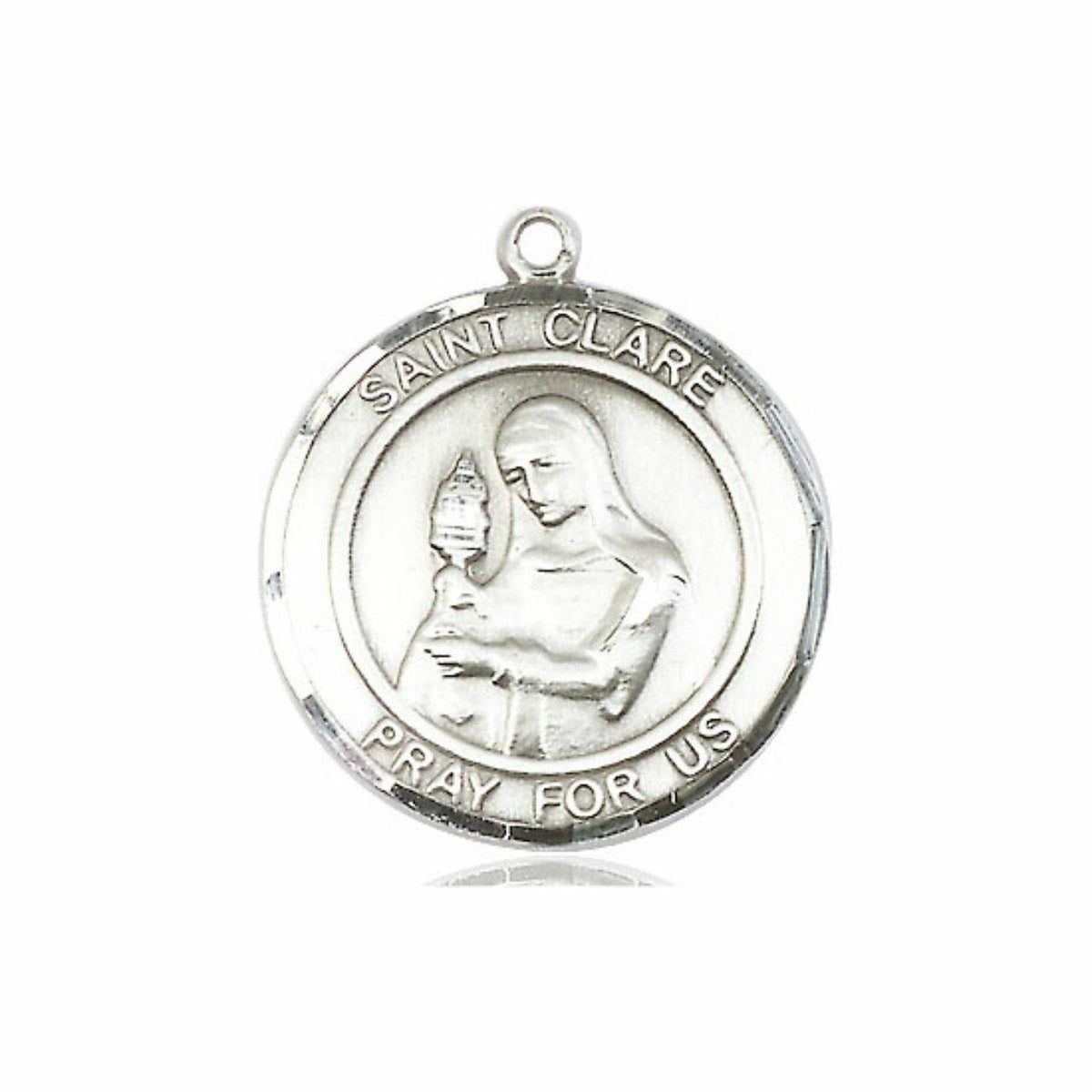 St Clare Medal - Sterling Silver Round Pendant 2 Sizes