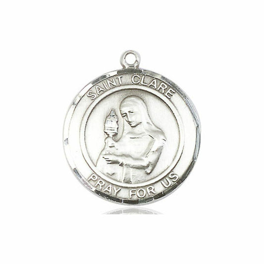 St Clare Medal - Sterling Silver Round Pendant 2 Sizes