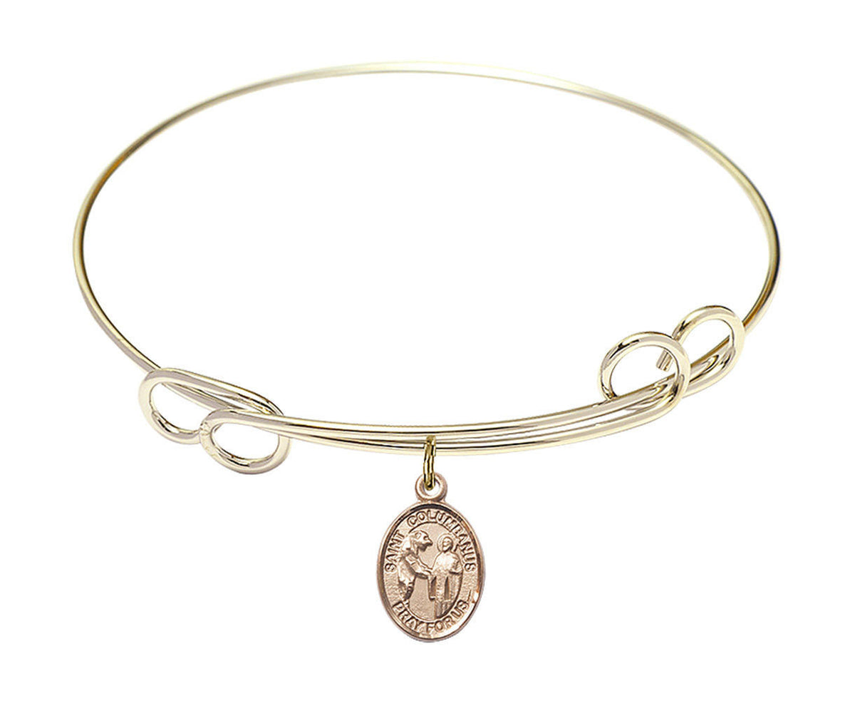 St Columbanus Double Loop Bangle Bracelet - Gold-Filled Charm 9321GF