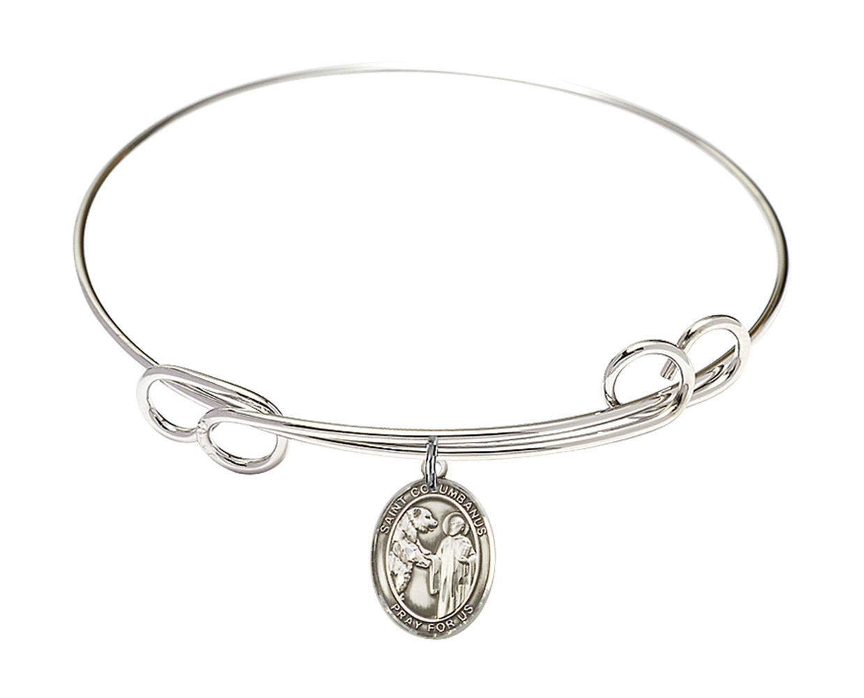 St Columbanus Double Loop Bangle Bracelet - Sterling Silver Charm ...
