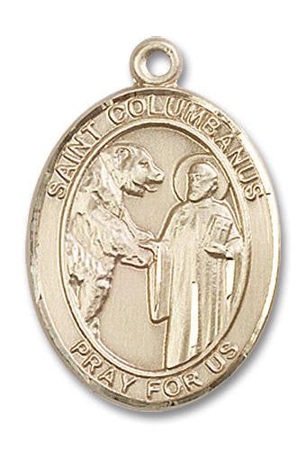 St Columbanus Medal - 14kt Gold Oval Pendant 3 Sizes