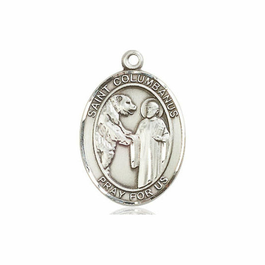 St Columbanus Medal - Sterling Silver Oval Pendant 3 Sizes