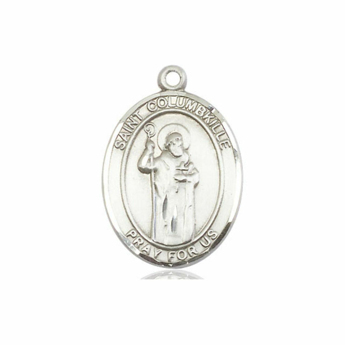 St Columbkille Medal - Sterling Silver Oval Pendant 3 Sizes