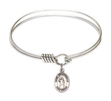 St. Columbkille Round Eye Hook Bangle Bracelet - Sterling Silver Charm - 6.25 Inch (9399SS)