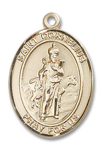 St Cornelius Medal - 14kt Gold Oval Pendant 3 Sizes