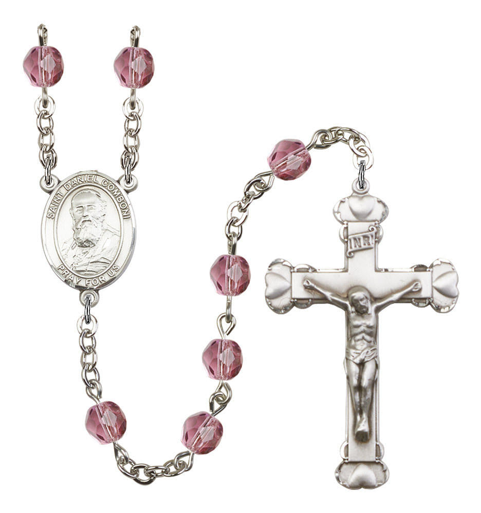 St Daniel Comboni Rosary - 6MM Fire Polished Beads 8400SS