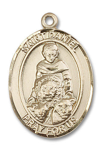 St Daniel Medal - 14kt Gold Oval Pendant 3 Sizes