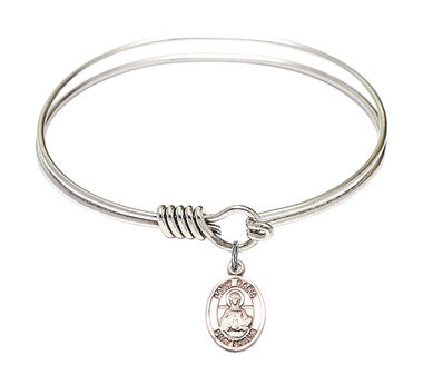St. Daria Round Eye Hook Bangle Bracelet - Sterling Silver Charm - 6.25 Inch (9396SS)