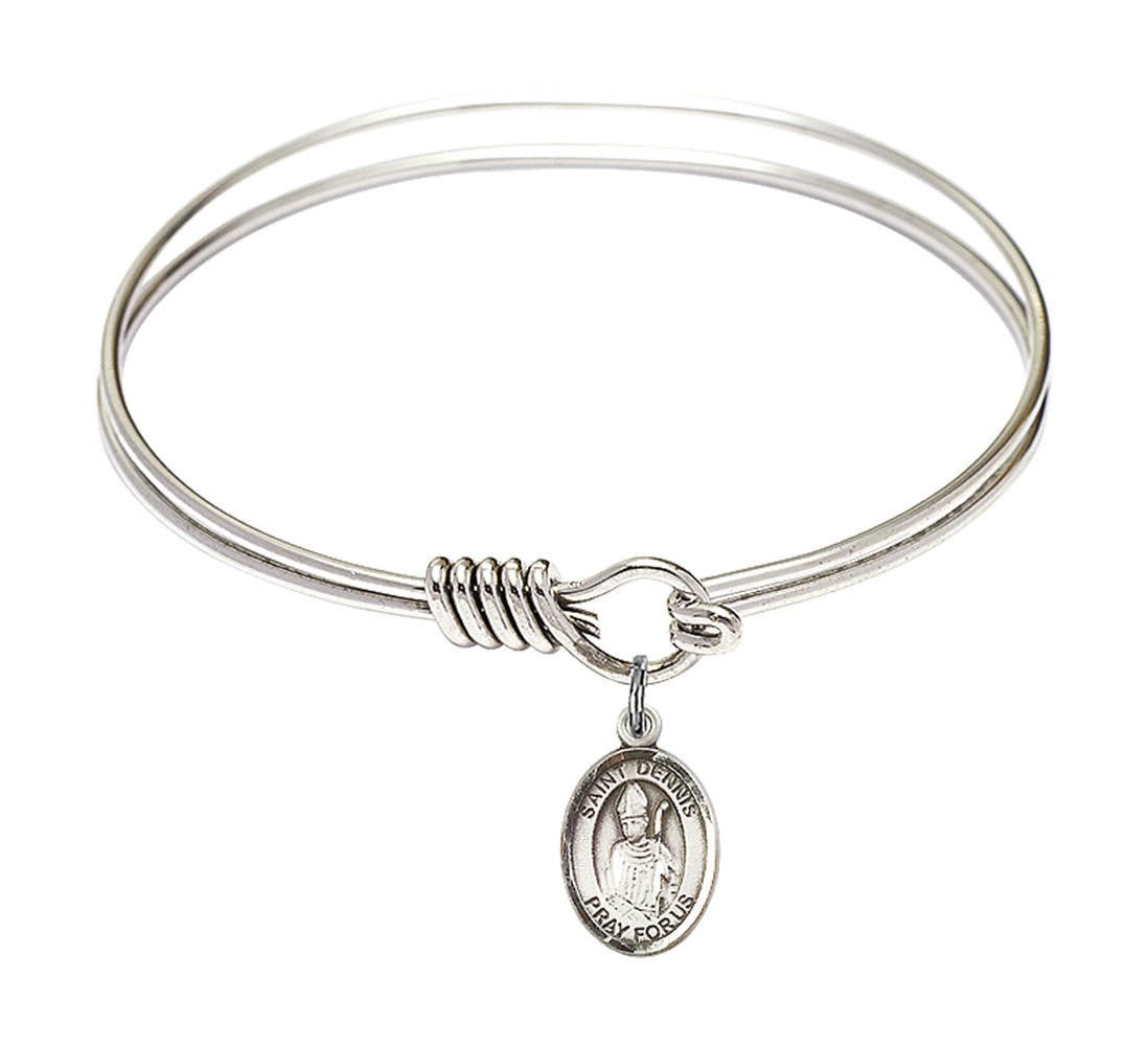 St Dennis Round Eye Hook Bangle Bracelet - Sterling Silver Charm - 6.25 Inch 9025SS