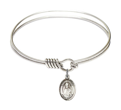 St Dennis Round Eye Hook Bangle Bracelet - Sterling Silver Charm - 6.25 Inch 9025SS