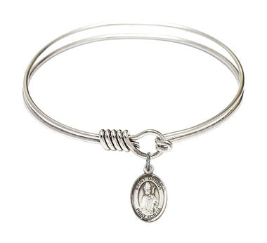 St. Dennis Round Eye Hook Bangle Bracelet - Sterling Silver Charm - 6.25 Inch (9025SS)