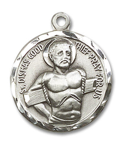 St Dismas The Good Thief Medal - Sterling Silver 3/4 x 3/4 Round Pendant 5436SS