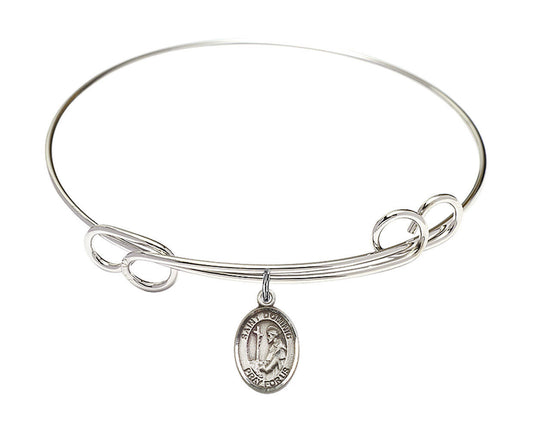 St Dominic De Guzman Double Loop Bangle Bracelet - Sterling Silver Charm 9030SS