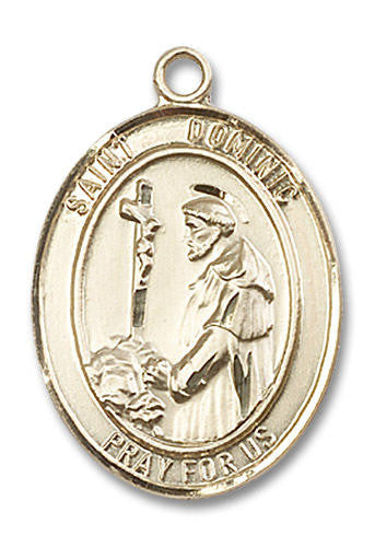 St Dominic Medal - 14kt Gold Oval Pendant 3 Sizes