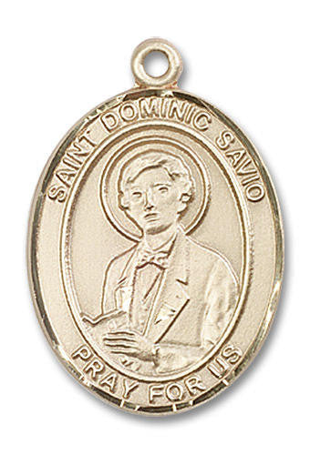 St Dominic Savio Medal - 14kt Gold Oval Pendant 3 Sizes