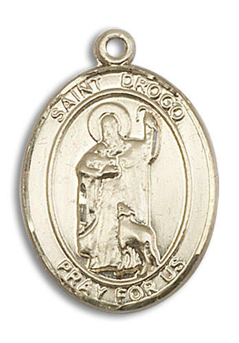 St Drogo Medal - 14kt Gold Oval Pendant 3 Sizes