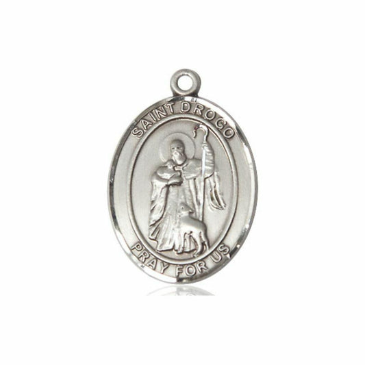 St Drogo Medal - Sterling Silver Oval Pendant 3 Sizes