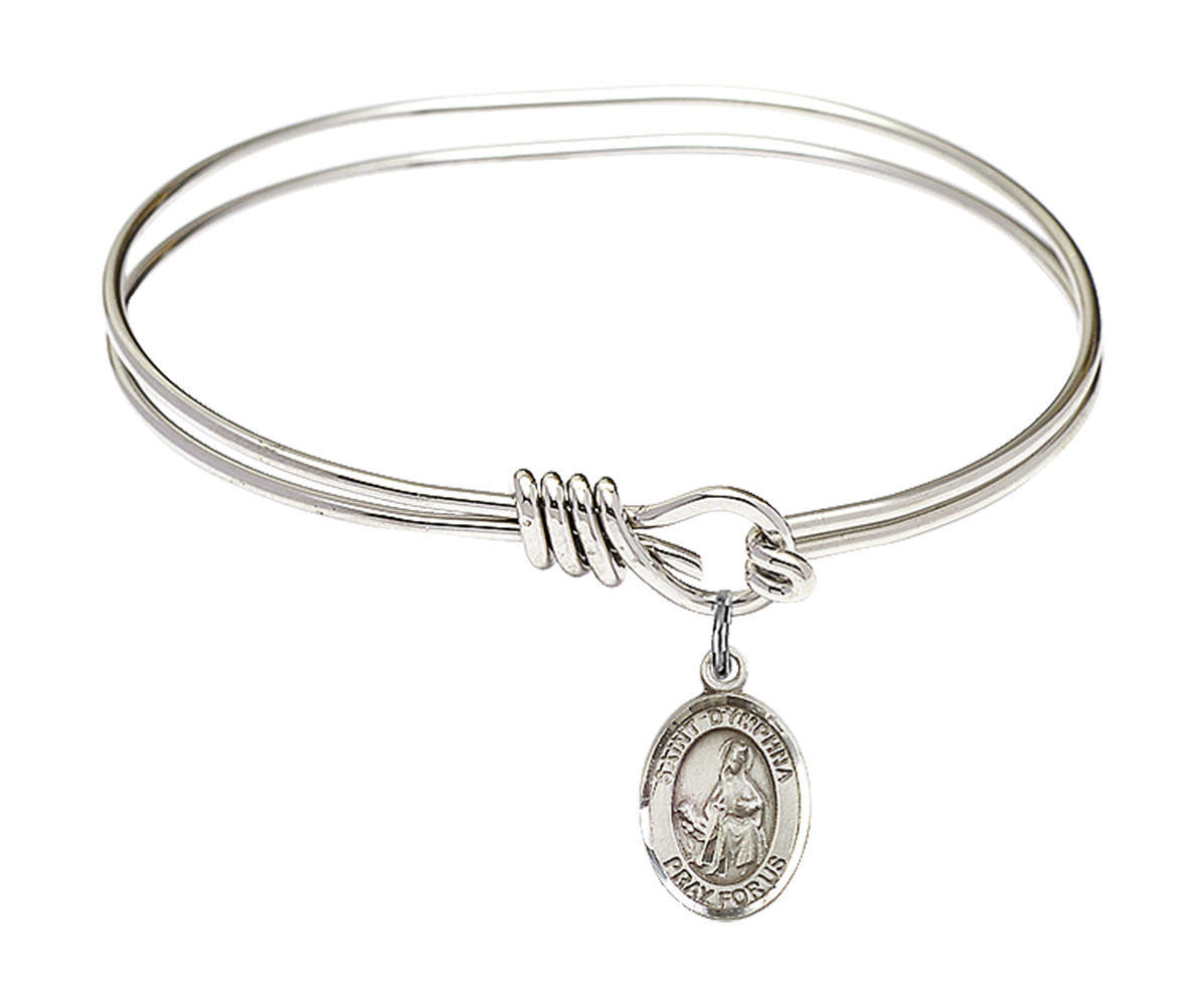 St Dymphna Eye Hook Bangle Bracelet - Sterling Silver Charm 9032SS