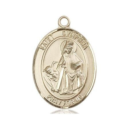 St Dymphna Medal - 14kt Gold Oval Pendant 3 Sizes