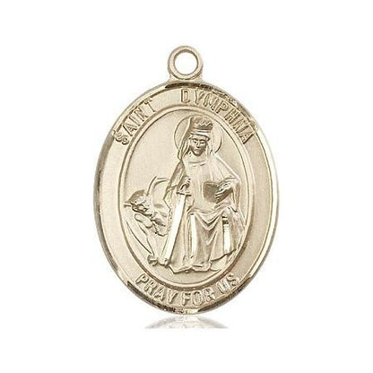 St Dymphna Medal - 14kt Gold Oval Pendant 3 Sizes