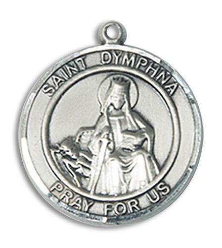 St Dymphna Medal - Sterling Silver Round Pendant 2 Sizes