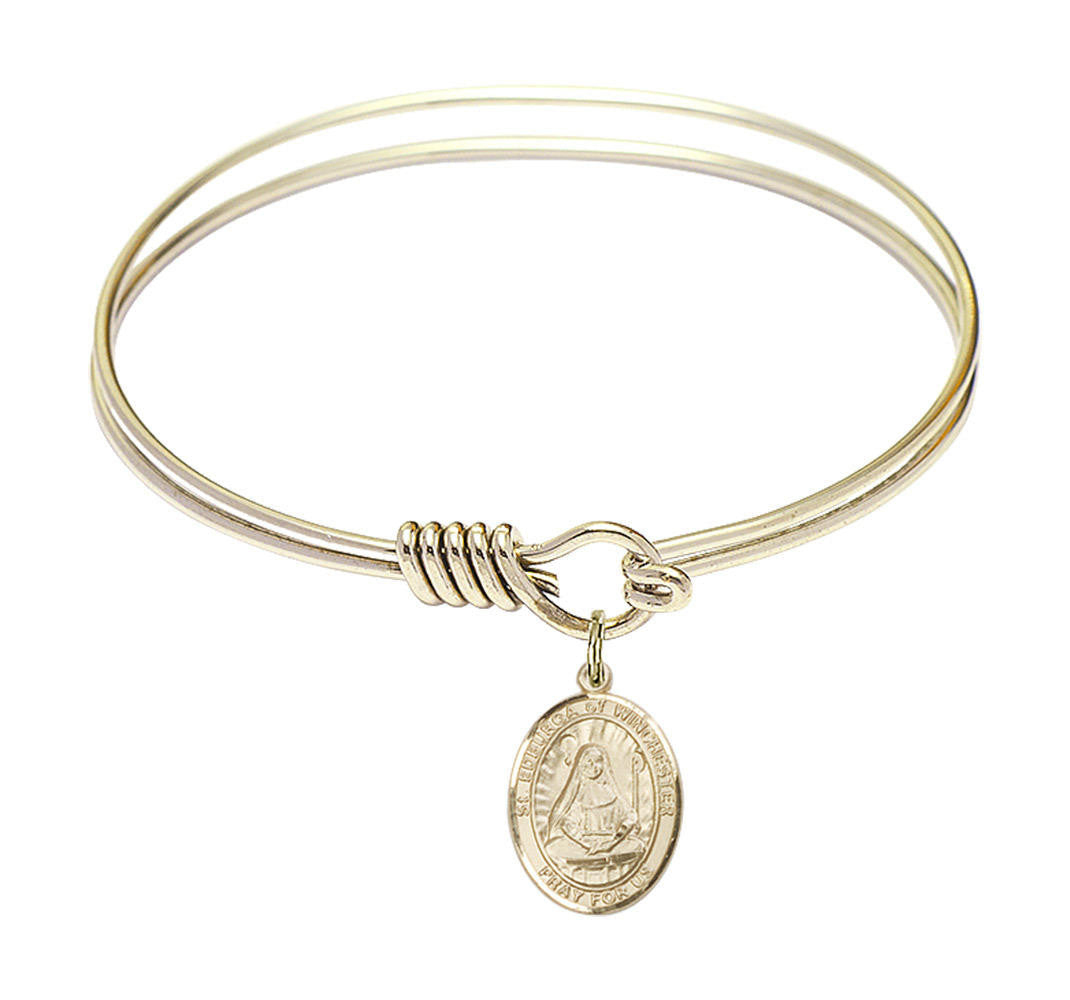 St Edburgan of Winchester Round Eye Hook Bangle Bracelet - Gold-Filled Charm - 6.25 Inch 9324GF