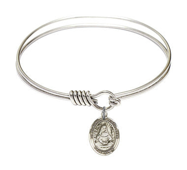 St. Edburga of Winchester Round Eye Hook Bangle Bracelet - Sterling Silver Charm - 6.25 Inch (9324SS)